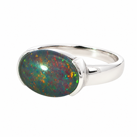 Triplet Opal Men's Ring in 925 Sterling Silver - Multicolour