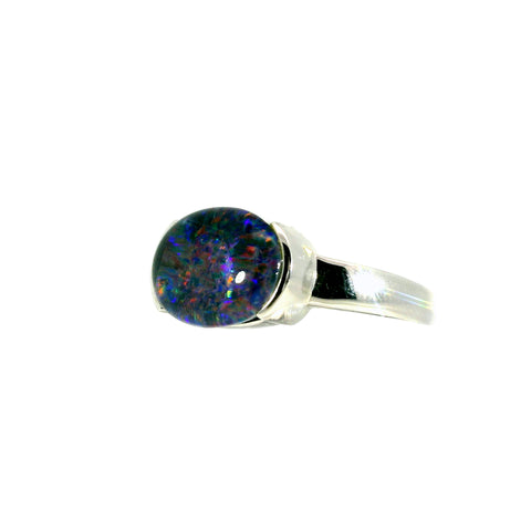 Triplet Opal Men's Ring in 925 Sterling Silver - Multicolour