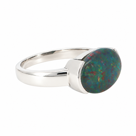 Triplet Opal Men's Ring in 925 Sterling Silver - Multicolour