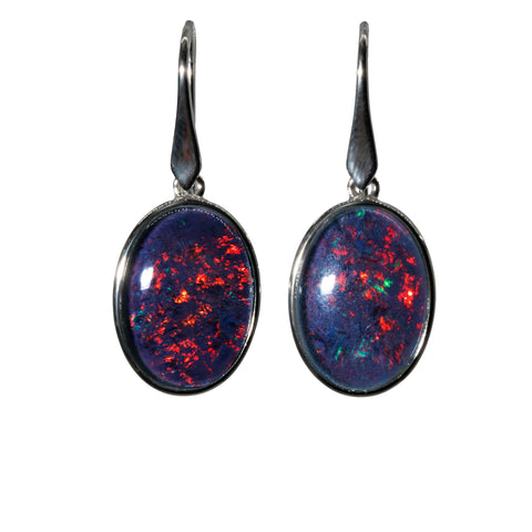 Triplet Opal Earrings in 925 Sterling Silver - Multicolour