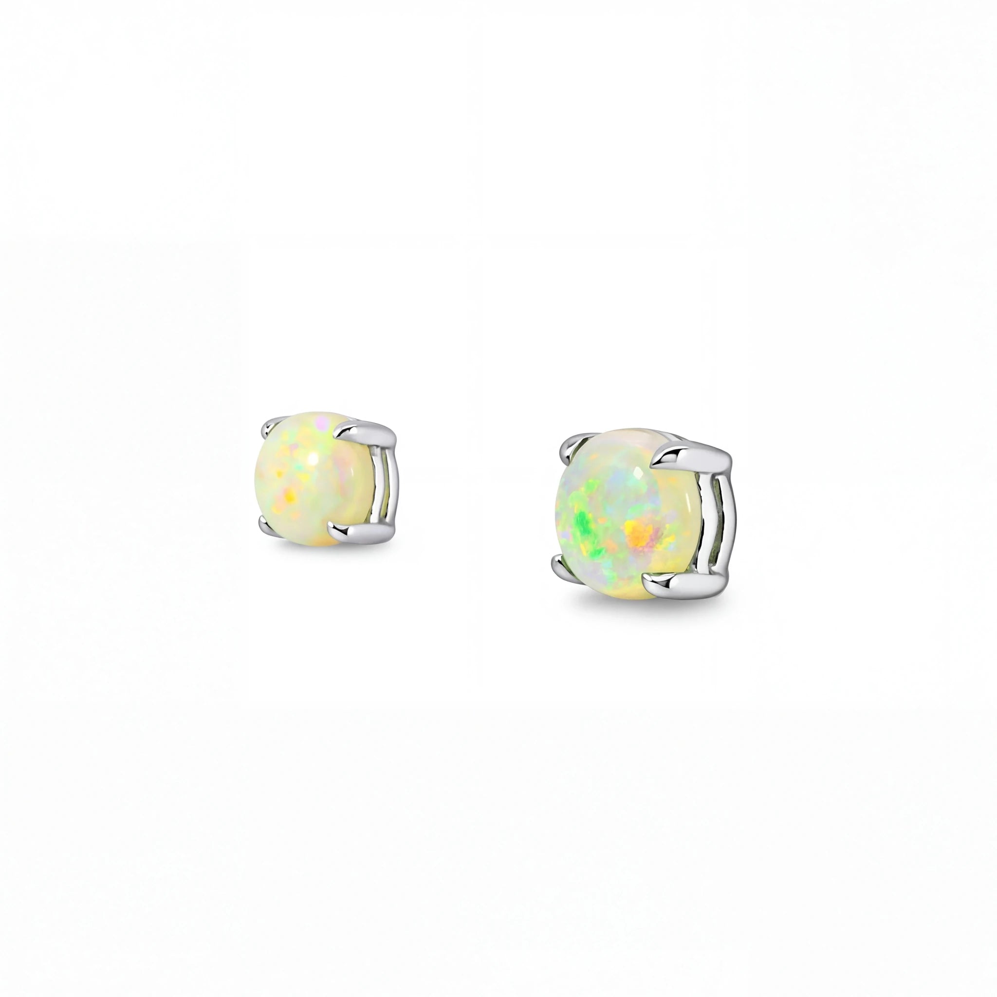 Light Opal Earrings In 925 Sterling Silver - Multicolour - Australian Opal Cutters and Pearl Divers