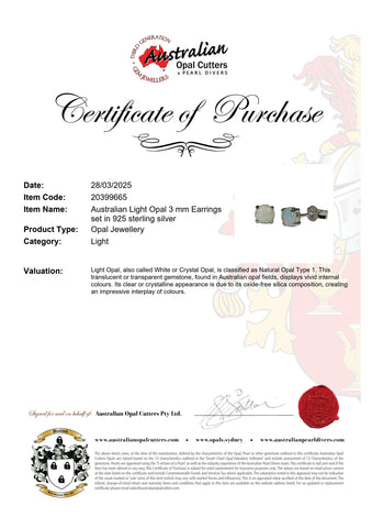 Light Opal Earrings in 925 Sterling Silver - Multicolour