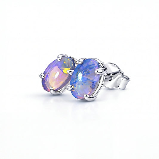 Dark Opal Earrings in 925 Sterling Silver - Green-Blue - Australian Opal Cutters and Pearl Divers