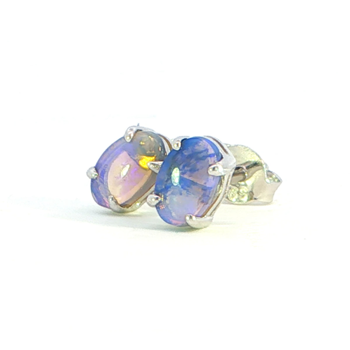 Dark Opal Earrings in 925 Sterling Silver - Green-Blue