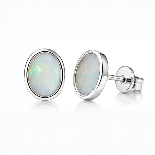 Light Opal Earrings In 925 Sterling Silver - Multicolour
