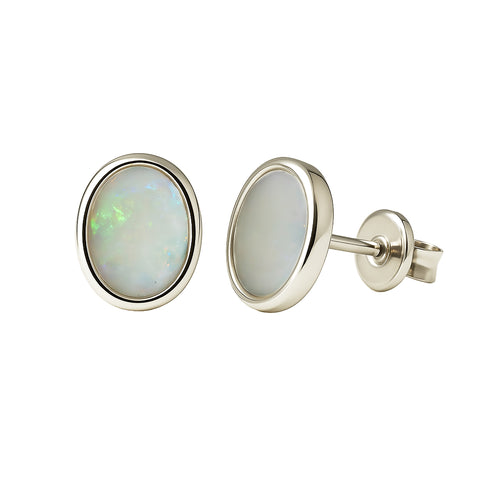 Light Opal Earrings In 925 Sterling Silver - Multicolour