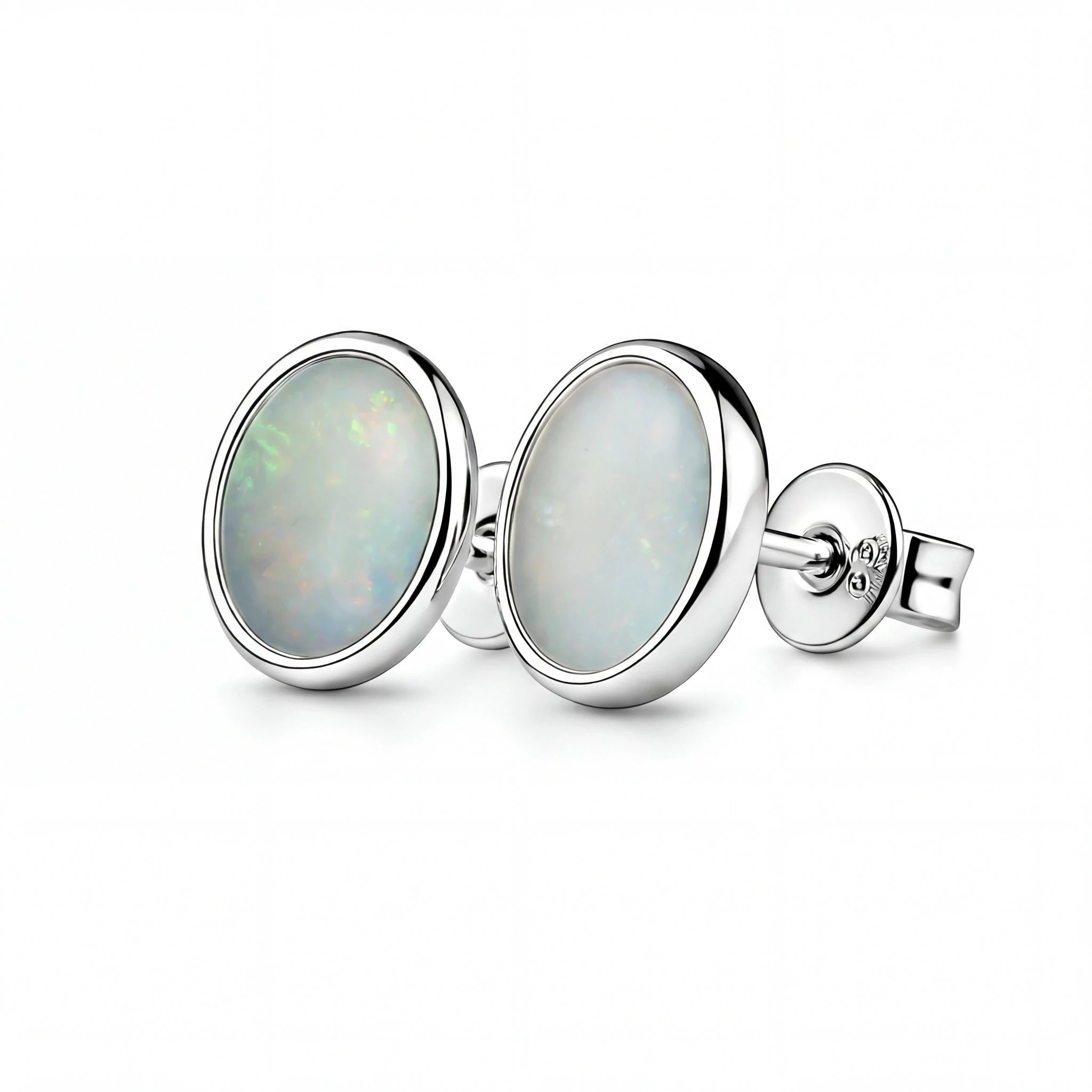 Light Opal Earrings In 925 Sterling Silver - Multicolour - Australian Opal Cutters and Pearl Divers
