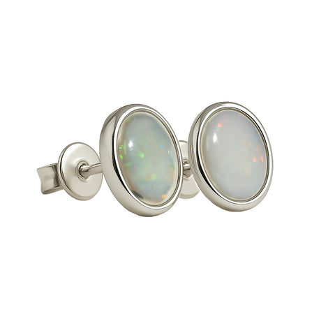 Light Opal Earrings In 925 Sterling Silver - Multicolour