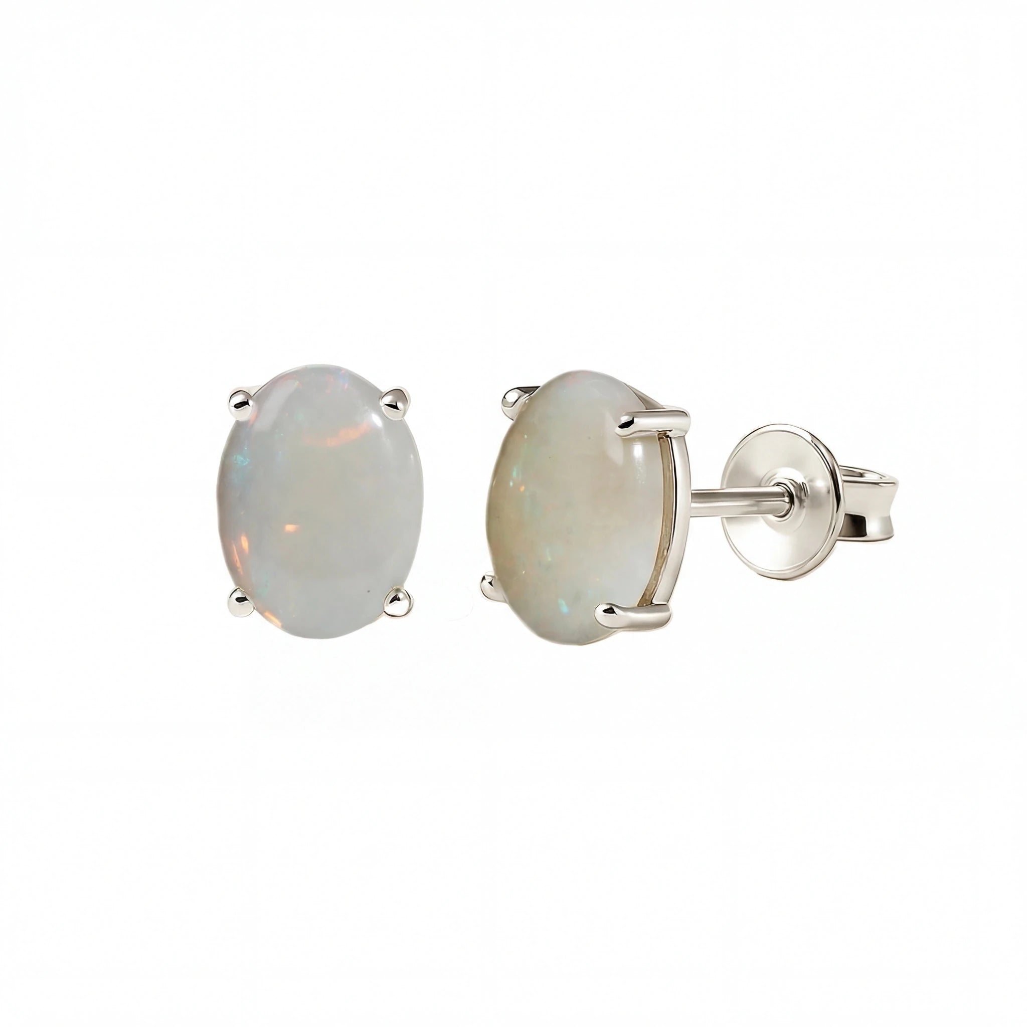 Light Opal Earrings In 925 Sterling Silver - Multicolour - Australian Opal Cutters and Pearl Divers