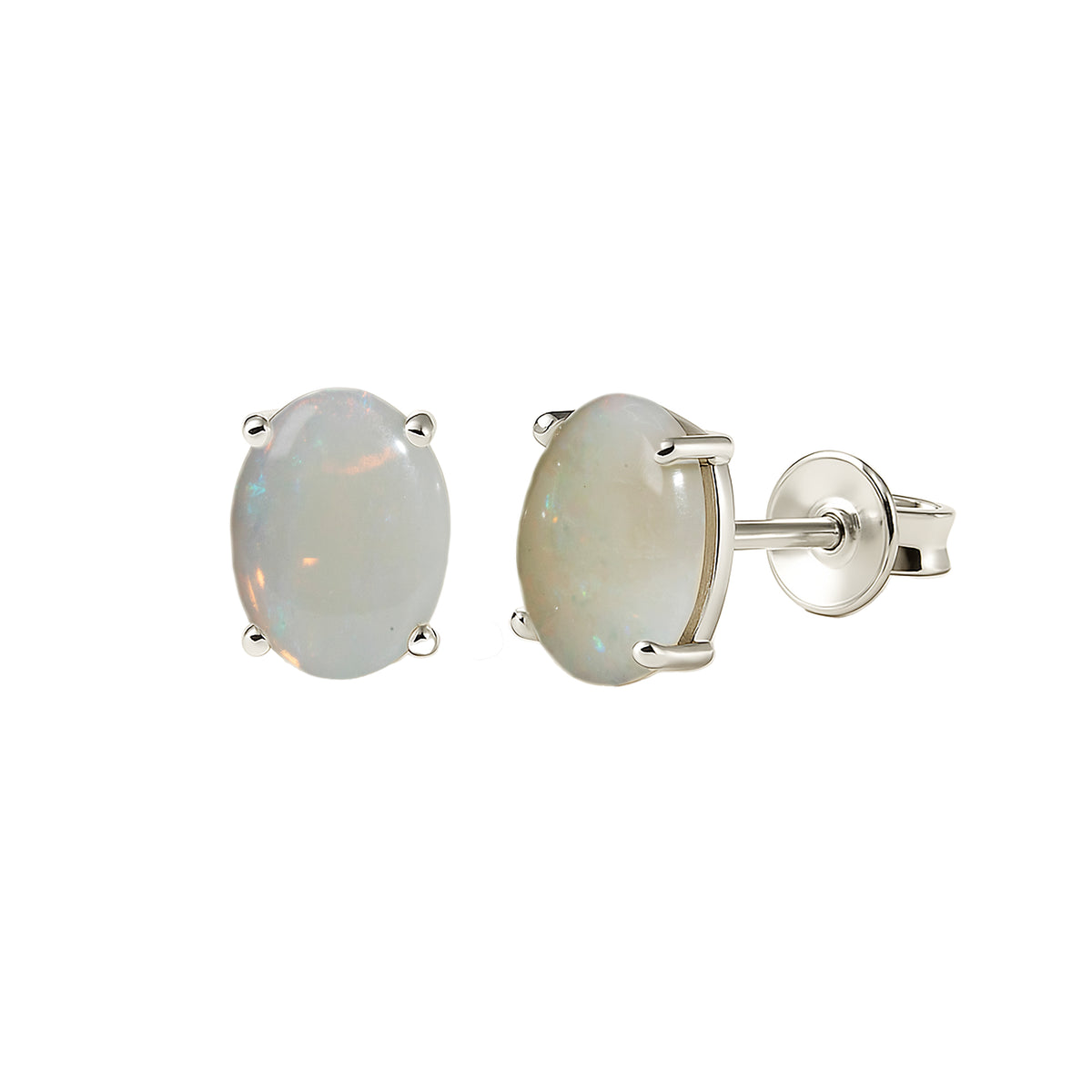 Light Opal Earrings in 925 Sterling Silver - Multicolour