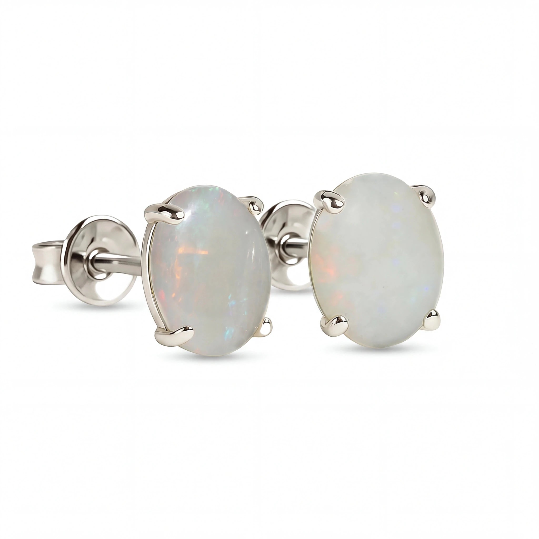 Light Opal Earrings In 925 Sterling Silver - Multicolour - Australian Opal Cutters and Pearl Divers