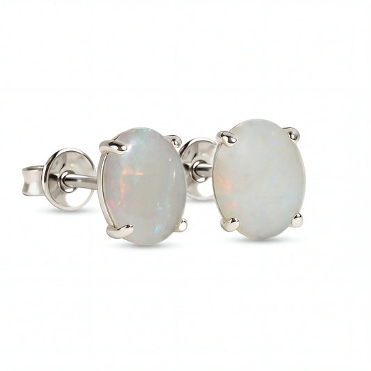 Light Opal Earrings In 925 Sterling Silver - Multicolour