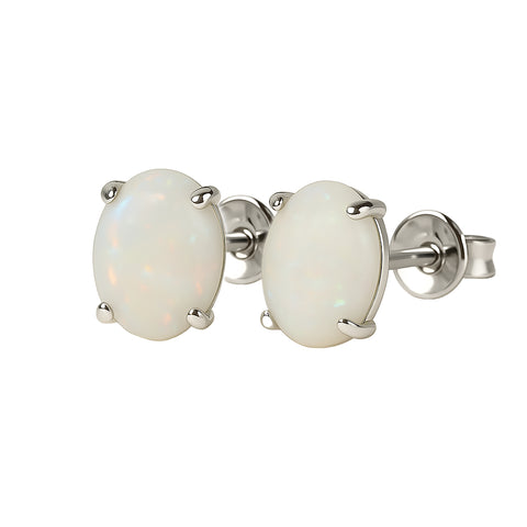 Light Opal Earrings In 925 Sterling Silver - Multicolour