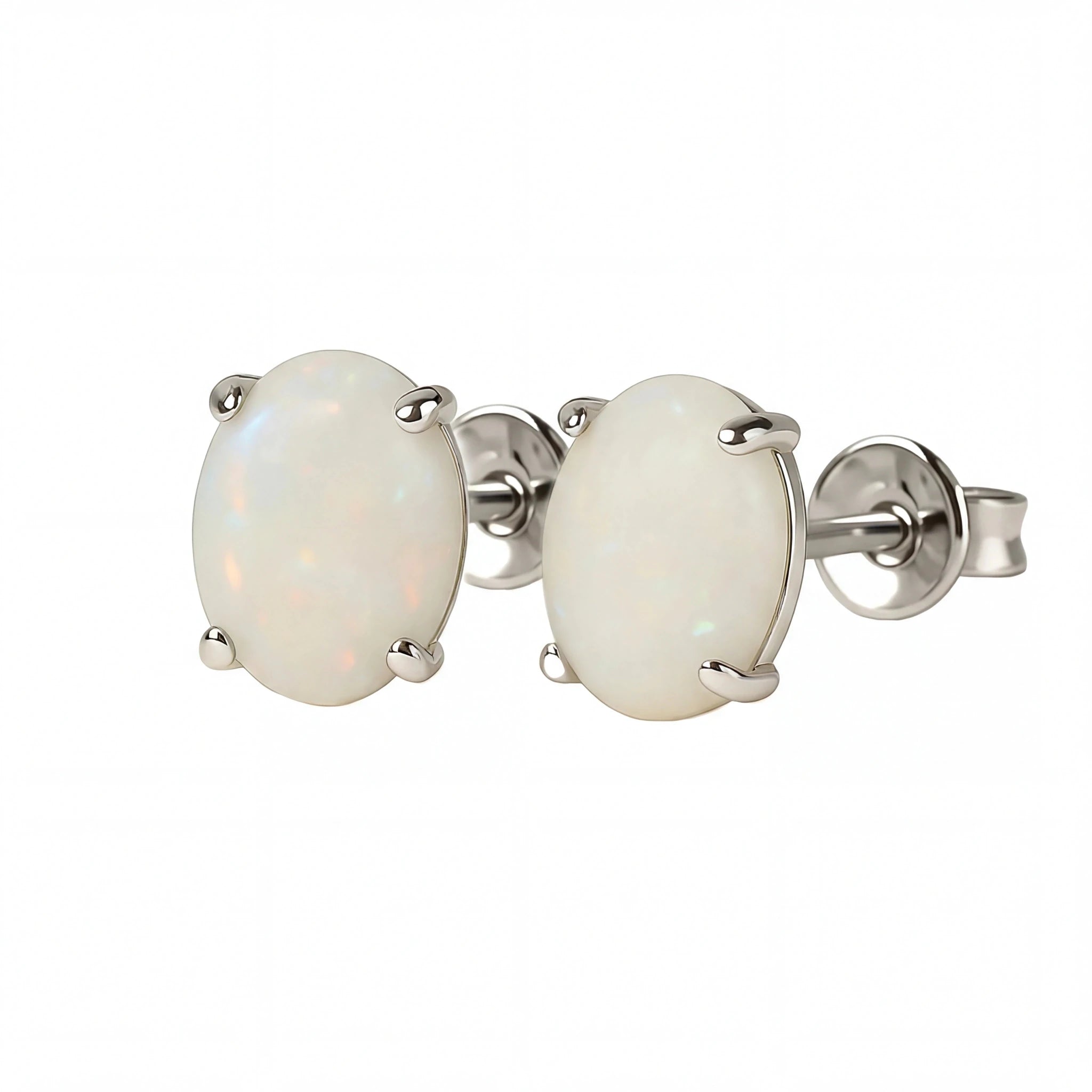 Light Opal Earrings In 925 Sterling Silver - Multicolour - Australian Opal Cutters and Pearl Divers