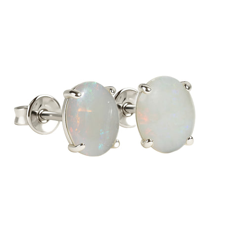 Light Opal Earrings In 925 Sterling Silver - Multicolour