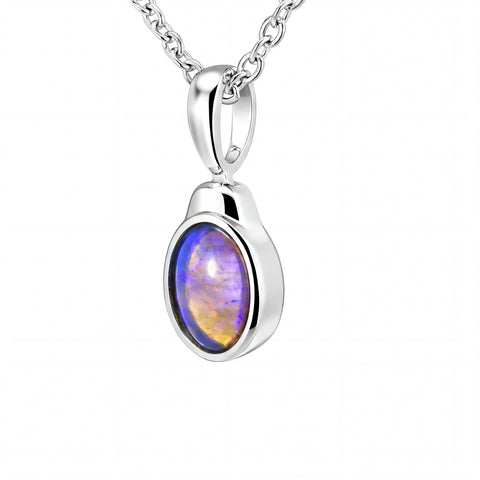 Dark Opal Pendant In 925 Sterling Silver - Australian Opal Cutters and Pearl Divers