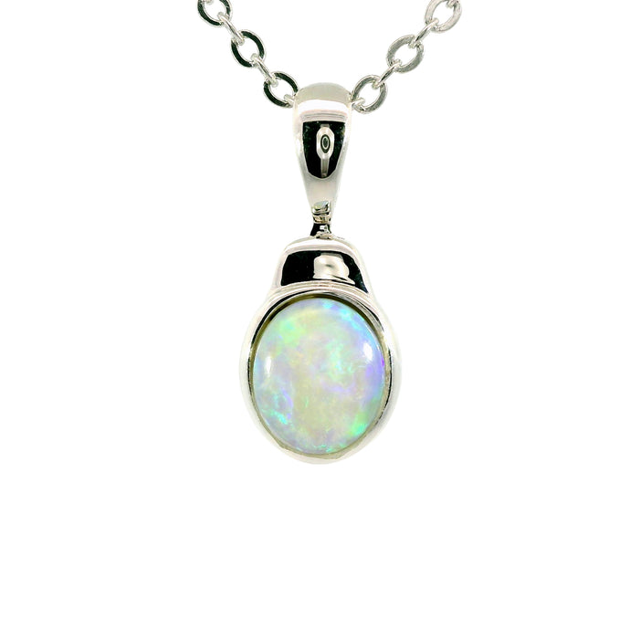 Black Opal Pendant in 925 Sterling Silver - Green-Blue