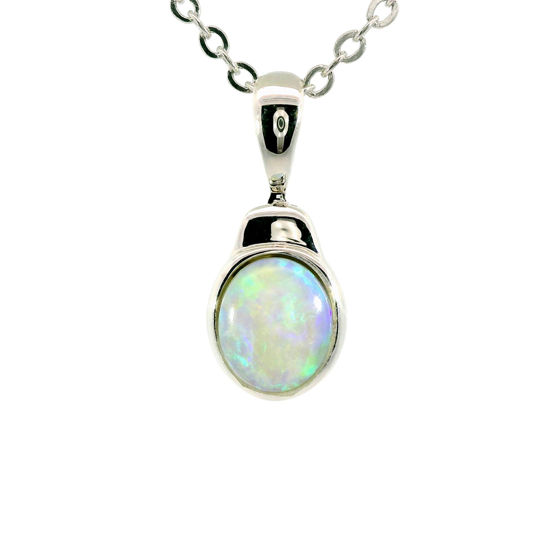 Black Opal Pendant in 925 Sterling Silver - Green-Blue
