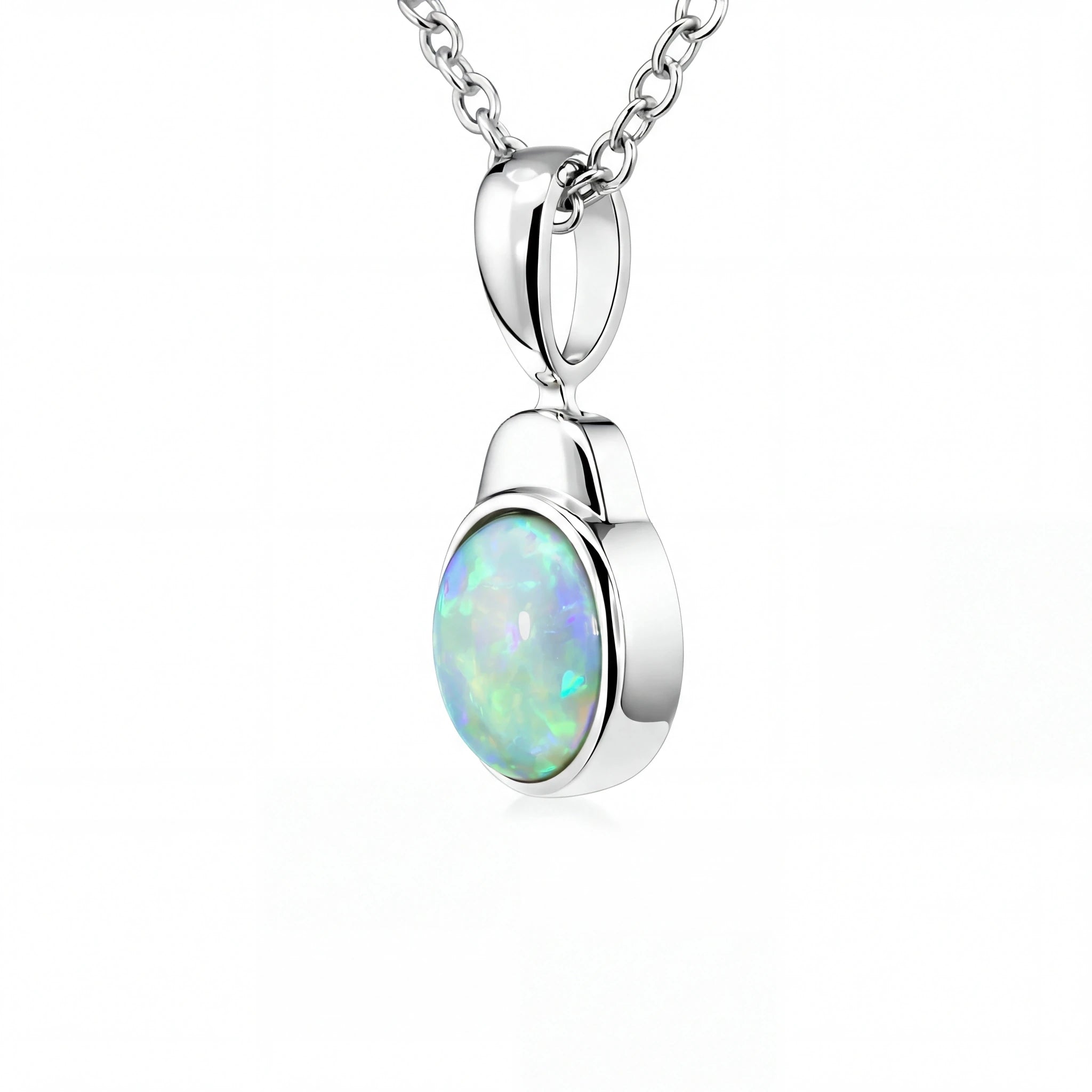 Dark Opal Pendant In 925 Sterling Silver - Green-Blue - Australian Opal Cutters and Pearl Divers