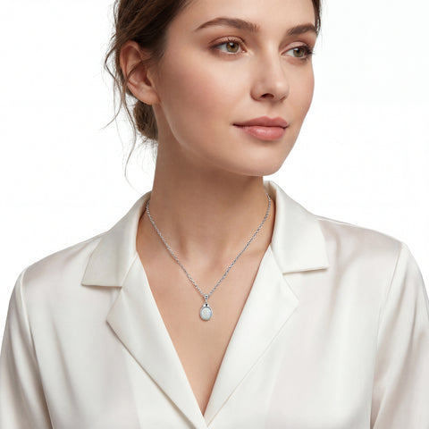 Dark Opal Pendant In 925 Sterling Silver - Green-Blue