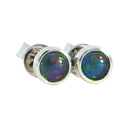 Australian Triplet Opal Earring set in 925 Sterling Silver