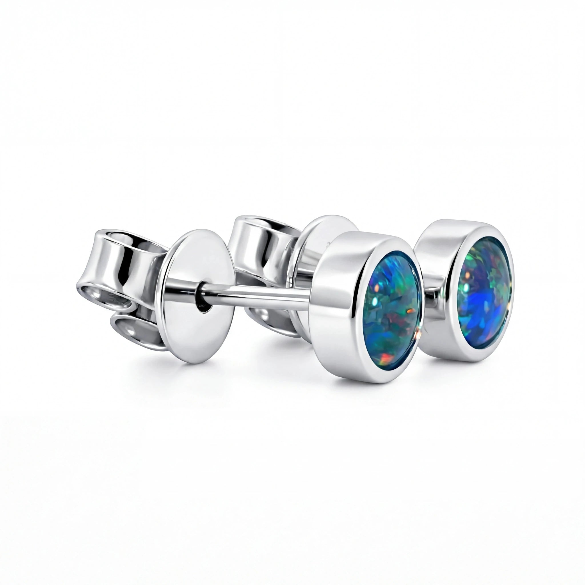 Australian Triplet Opal Earring set in 925 Sterling Silver - Australian Opal Cutters and Pearl Divers