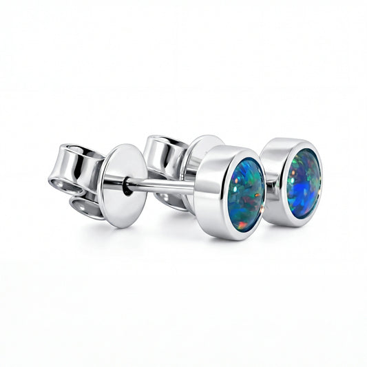 Australian Triplet Opal Earring set in 925 Sterling Silver - Australian Opal Cutters and Pearl Divers