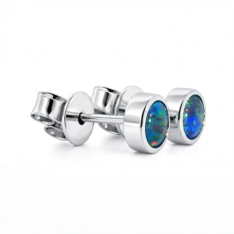 Australian Triplet Opal Earring set in 925 Sterling Silver - Australian Opal Cutters and Pearl Divers