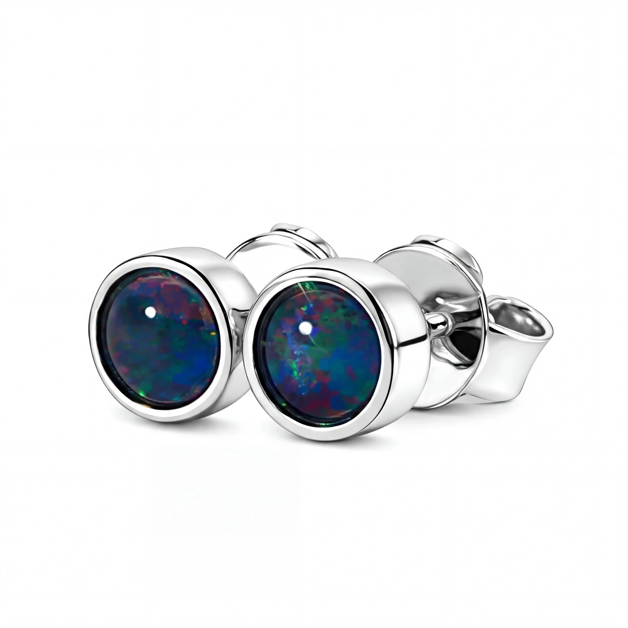 Australian Triplet Opal Earring set in 925 Sterling Silver - Australian Opal Cutters and Pearl Divers
