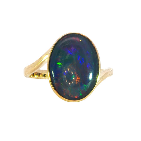 Triplet Opal Ring in 9K Yellow Gold - Multicolour