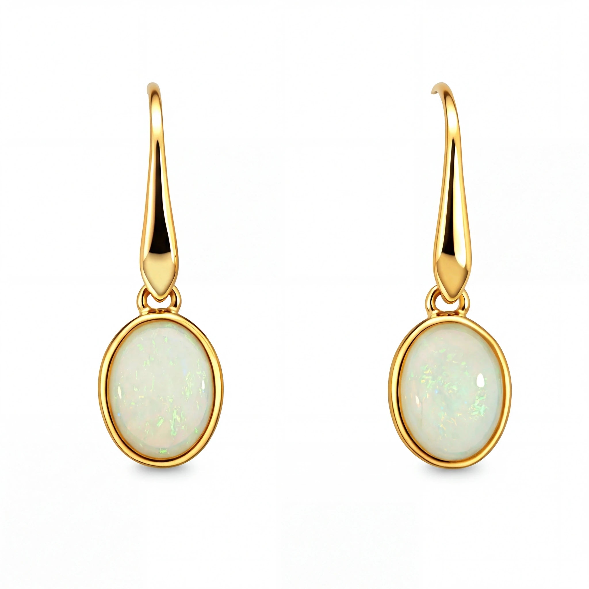 Light Opal Earring in 9K Yellow Gold - Australian Opal Cutters and Pearl Divers