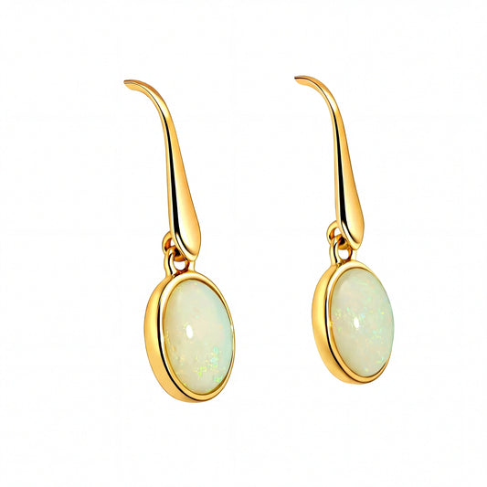 Light Opal Earring in 9K Yellow Gold - Australian Opal Cutters and Pearl Divers