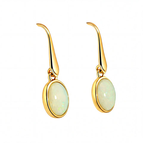 Light Opal Earring in 9K Yellow Gold - Australian Opal Cutters and Pearl Divers