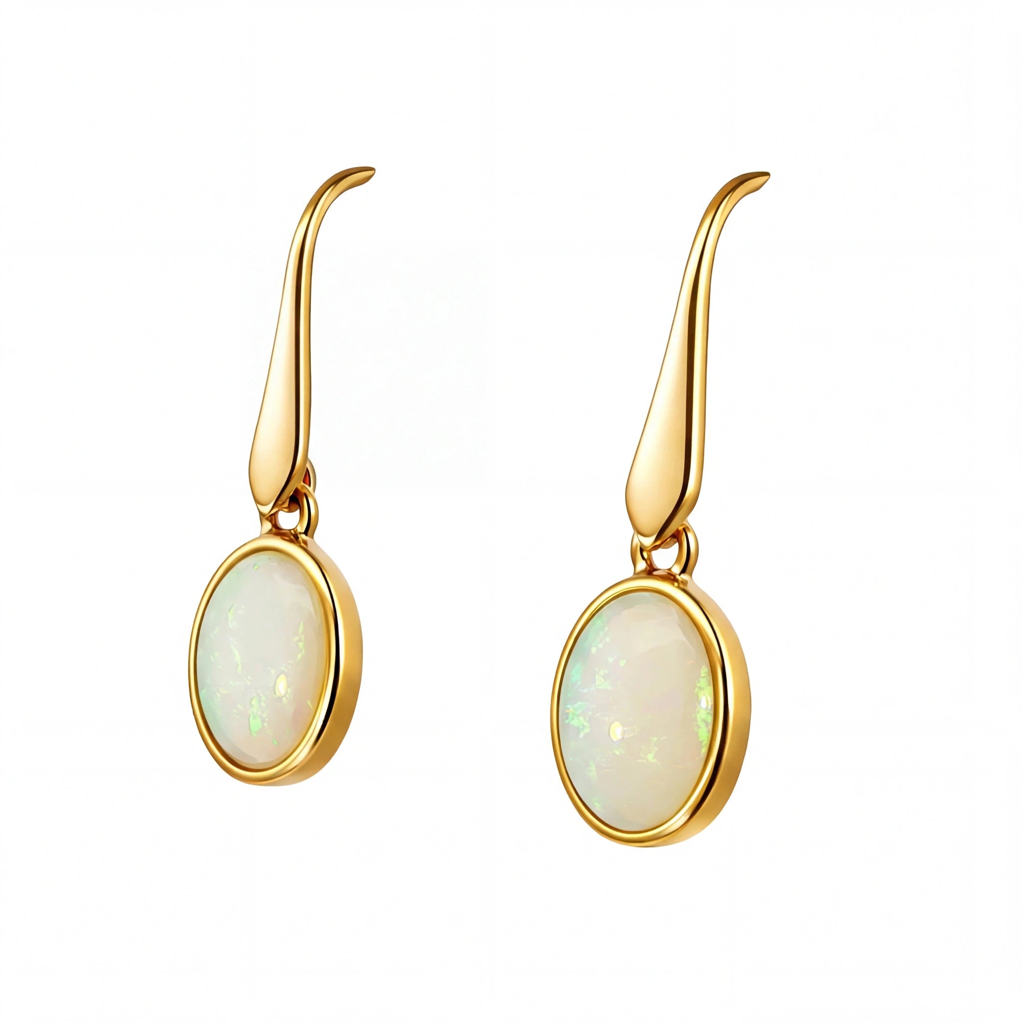 Light Opal Earring in 9K Yellow Gold - Australian Opal Cutters and Pearl Divers