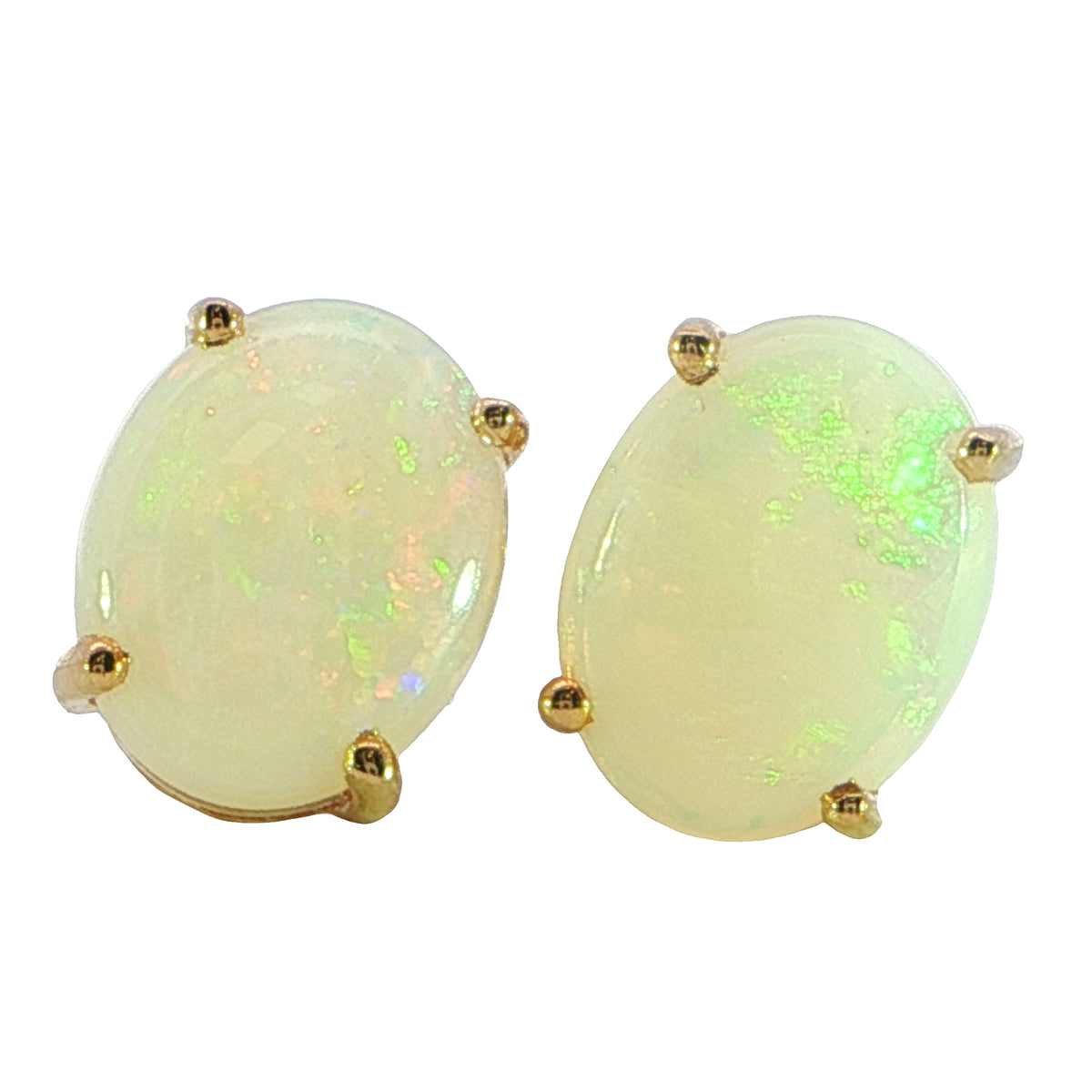 Light Opal Earring in 9K Yellow Gold - Multicolour