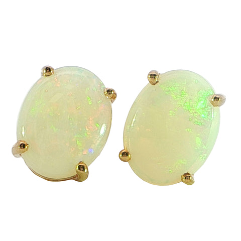 Light Opal Earring in 9K Yellow Gold - Multicolour