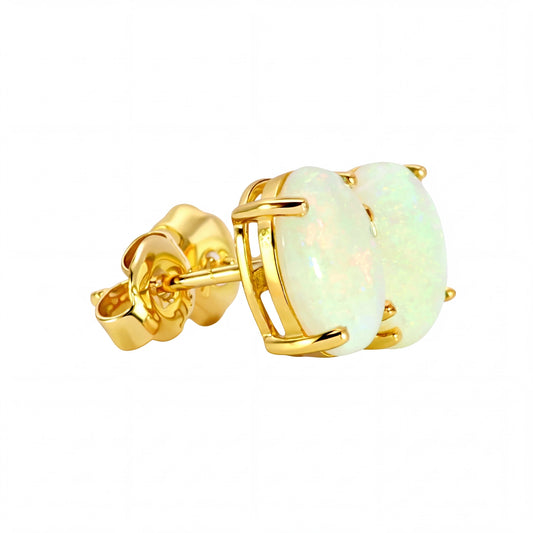 Light Opal Earring in 9K Yellow Gold - Multicolour - Australian Opal Cutters and Pearl Divers