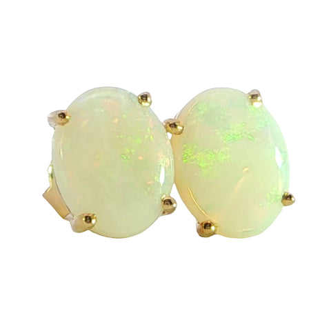 Light Opal Earring in 9K Yellow Gold - Multicolour