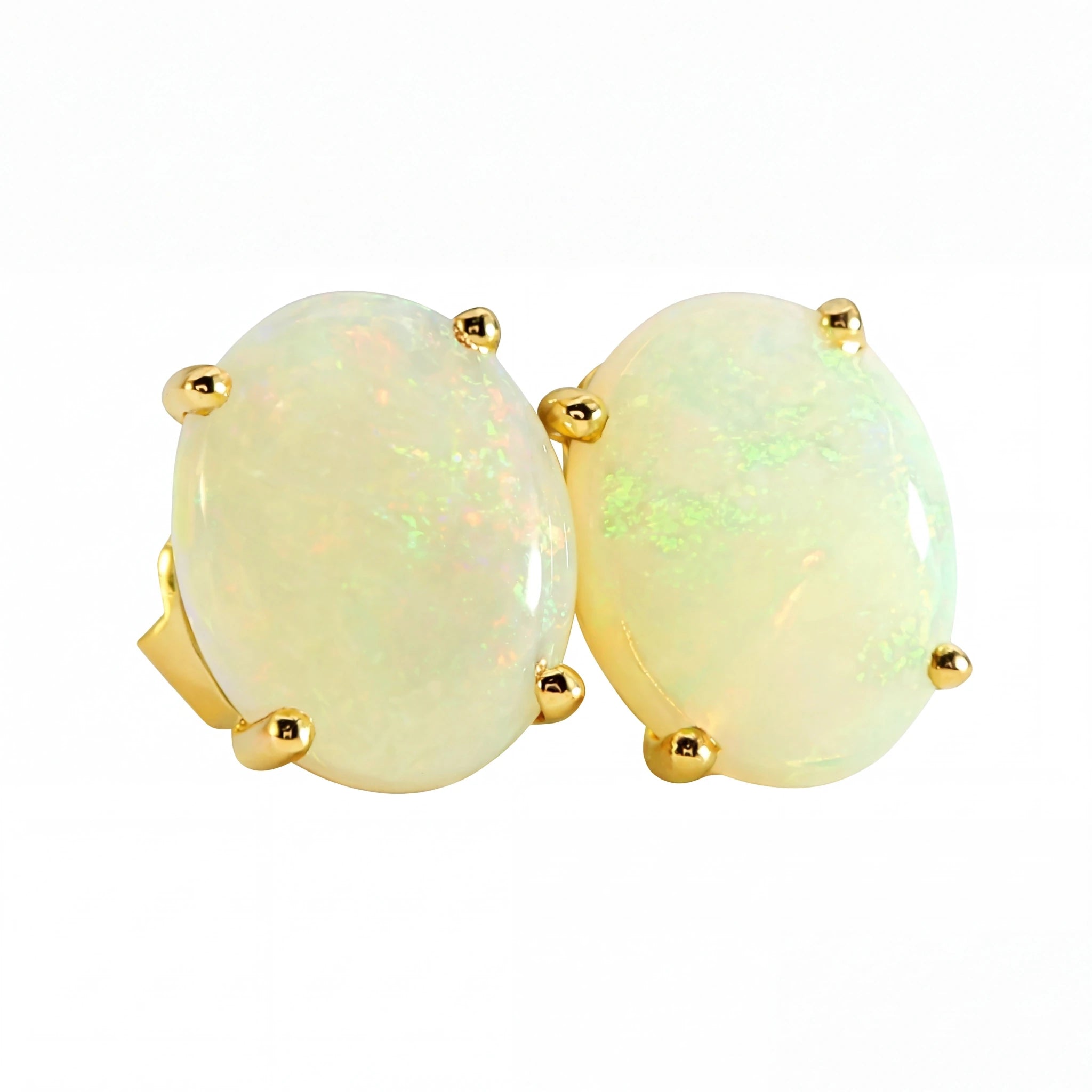 Light Opal Earring in 9K Yellow Gold - Multicolour - Australian Opal Cutters and Pearl Divers