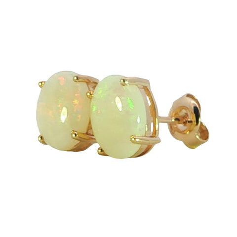 Light Opal Earring in 9K Yellow Gold - Multicolour