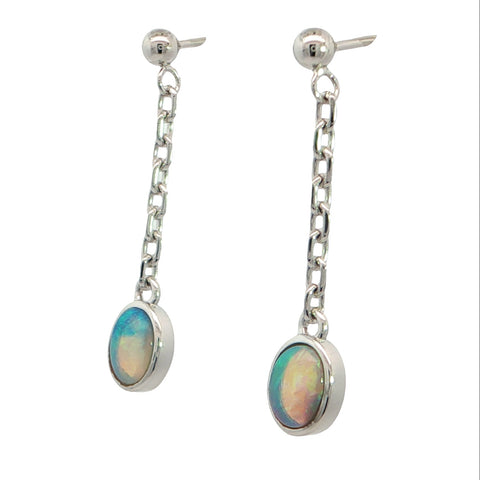 Light Opal Earrings in 925 Sterling Silver - Multicolour
