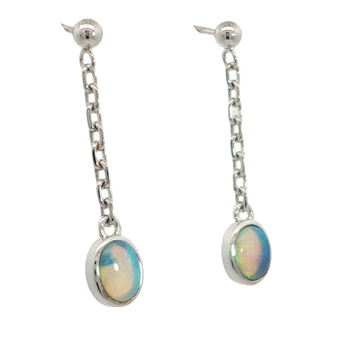 Light Opal Earrings in 925 Sterling Silver - Multicolour