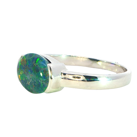 Triplet Opal Ring set in 925 Sterling Silver - Multicolour