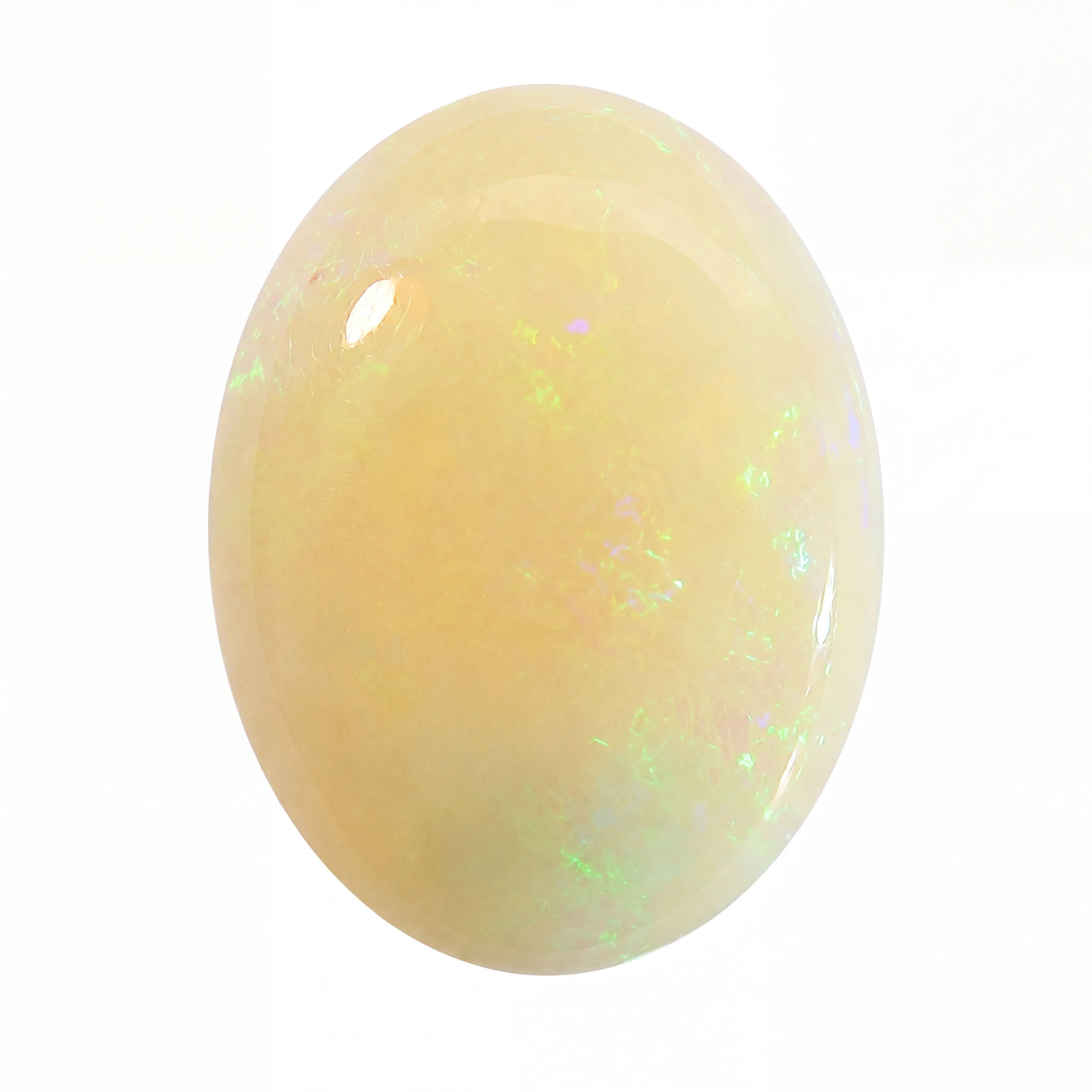 Yellow opal stone on a white background