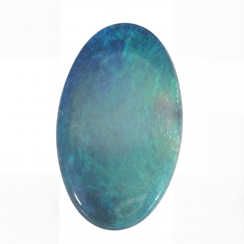Oval-shaped blue-green stone on a white background