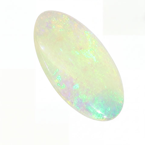 Opal stone with multicolour play on a white background