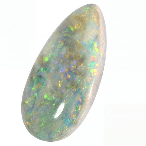Multicoloured opal stone on a white background