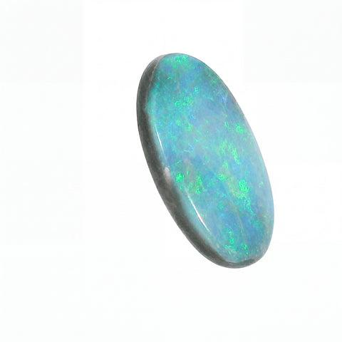 Opal stone with multicolour play on a white background