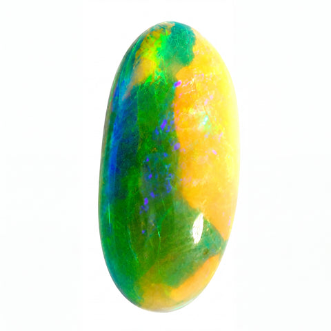 Multicoloured opal stone on a white background