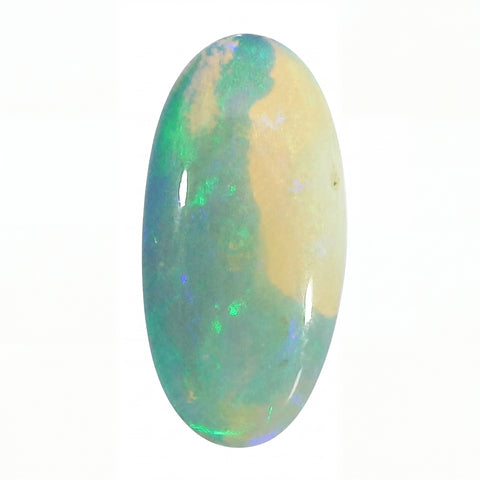 Multicoloured opal stone on a white background